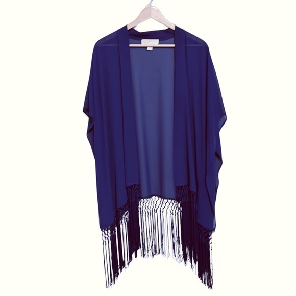 Michael Kors Fringe Cover-Up in Prussian Blue,‎ Size L/XL - Picture 1 of 3